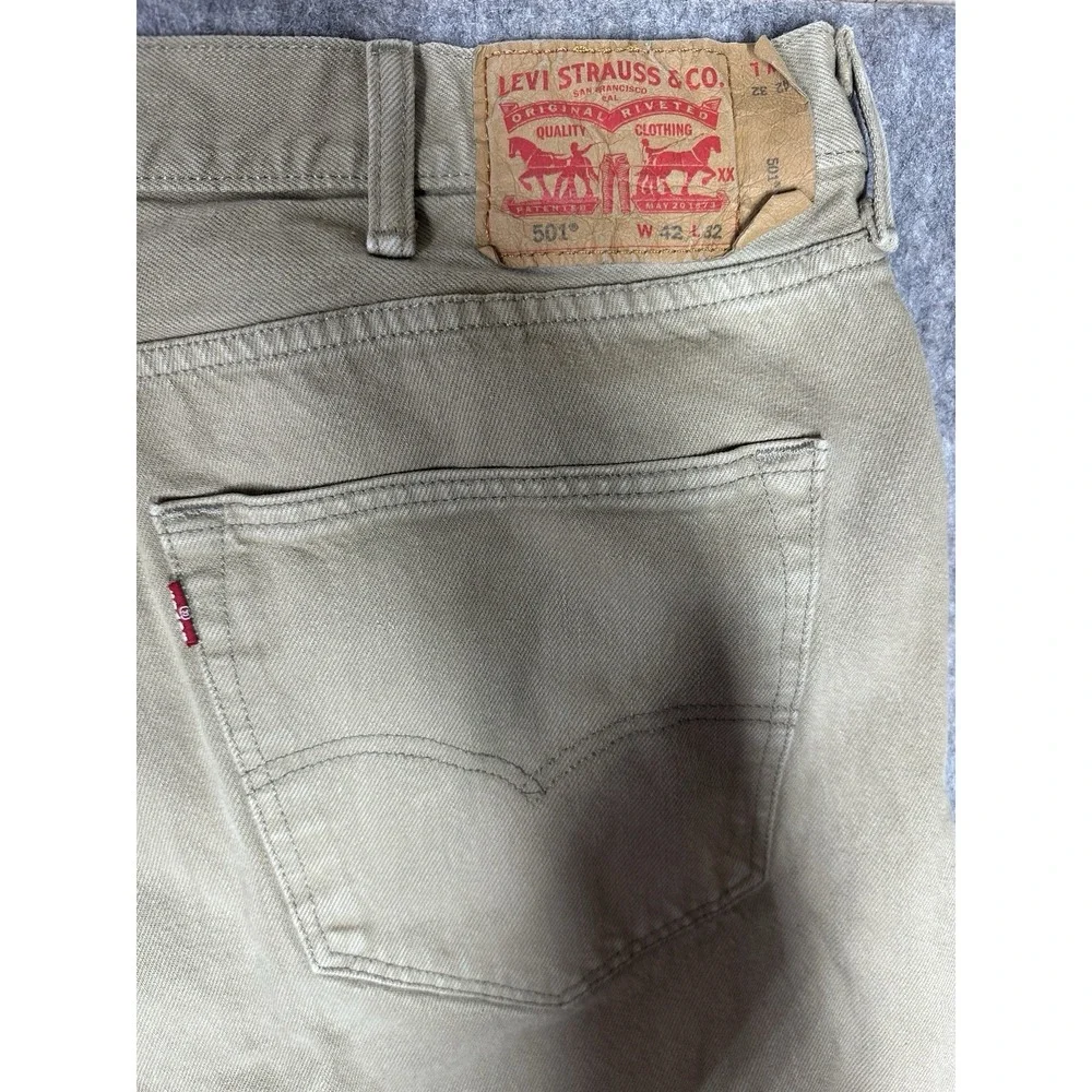 Levi's 501 Khaki Straight-Leg Men's Jeans W42 L32 Olive Tan Workwear Vintage